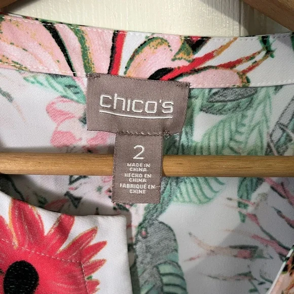 Chico's 2 Floral Cardigan Jacket with Pockets - Picture 9 of 9